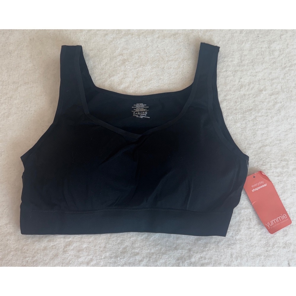 NWT Yummie Heather‎ Thomson Black Nylon Scoop Neck Bra Removable Pads 1X/2X